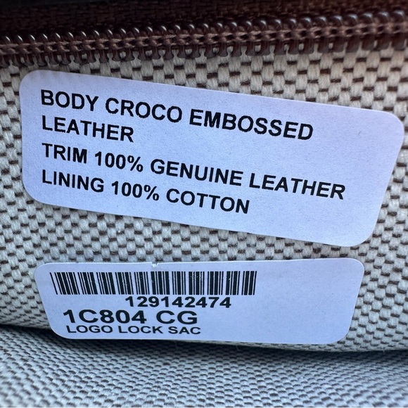 Dooney & Bourke Sac Bag Cognac Croc Embossed Leather Logo Lock Purse Pouch & Key - Picture 14 of 16